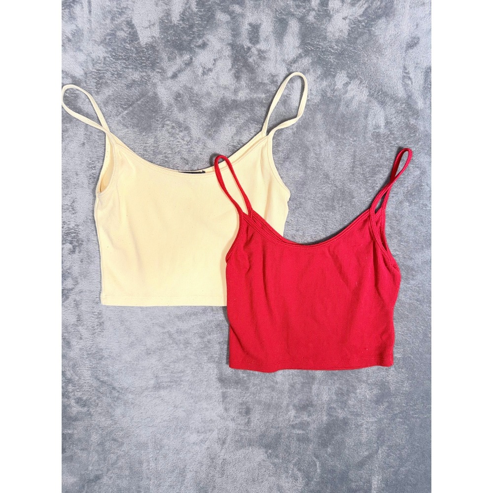 Brandy Melville Womens Ribbed Cami‎ Tank Top One Size Red Yellow Crop Bundle